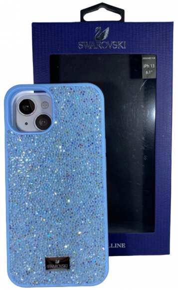 Накладка для iPhone 13 6.1" Swarovski голубой