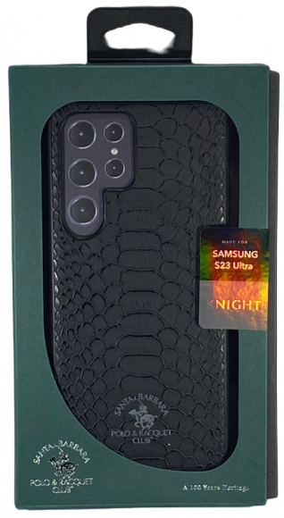 Накладка для Samsung Galaxy S23 Ultra Santa Barbara под кожу чёрная