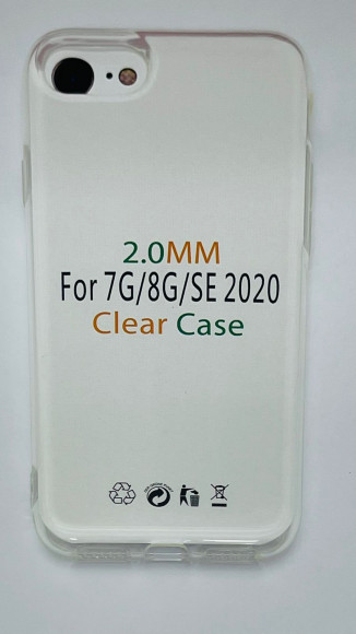 Чехол-накладка силикон 2.0мм iPhone 7/8/SE (2020) прозрачный