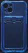 Чехол-накладка силикон тонкий с карманом под карту iPhone 13 6.1" прозрачная синяя