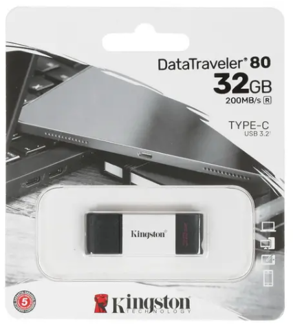 3.0/3.2 USB флеш накопитель Kingston 32GB (DT80/32GB) черный/серебро