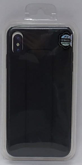 Накладка для iPhone XS Max кожаная с держателем для руки черный
