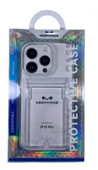 Накладка для iPhone 15 Pro Keephone Shield с карманом для карты прозрачный