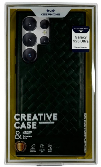 Накладка для Samsung Galaxy S23 Ultra Keephone Woven Leather case под кожу зеленая