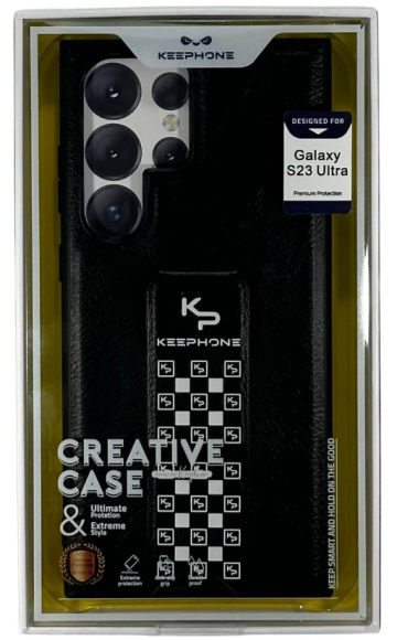 Накладка для Samsung Galaxy S23 Ultra Keephone Foldable Magnetic Stand case под кожу черная