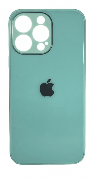 Чехол-накладка для iPhone 13 Pro силикон (стеклянная крышка) бирюзовая