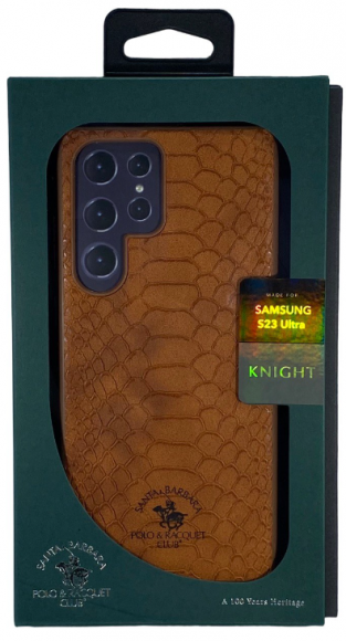 Накладка для Samsung Galaxy S23 Ultra Santa Barbara под кожу коричневая