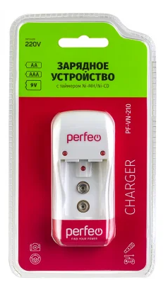 Perfeo зарядное устройство PF-VN-210 Ni-MH/CD, 220V, 2 слота, AA/AAA/9V, таймер