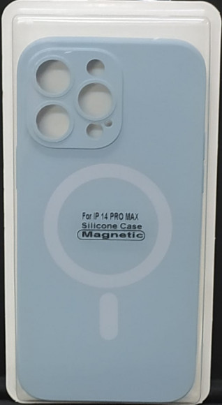 Чехол для iPhone 14 Pro Max 6.7" Magsafe силикон серо-голубой