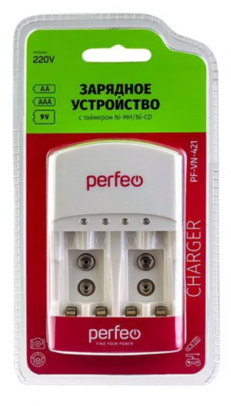 Perfeo зарядное устройство PF-VN-421 Ni-MH/CD, 220V, 4 слота, AA/AAA/9V, таймер