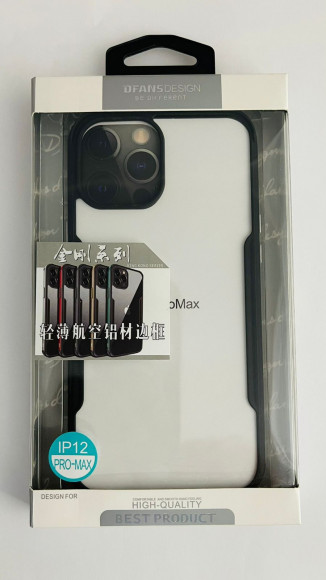 Накладка для iPhone 12 Pro Max DFANS силикон прозрачный черная рамка