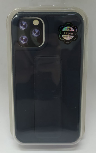 Накладка для iPhone 11 Pro кожаная с держателем для руки синий