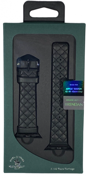 Сменный кожаный ремешок для Apple Watch 42/44/45мм Santa Barbara Brendan черный