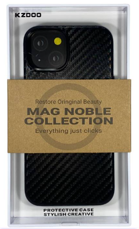 Накладка для iPhone 14 K-Doo Mag Noble кожаная под карбон черная