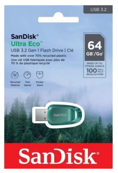 3.1 USB флеш накопитель SanDisk 64GB Ultra Eco морская волна SDCZ96-064G-G46