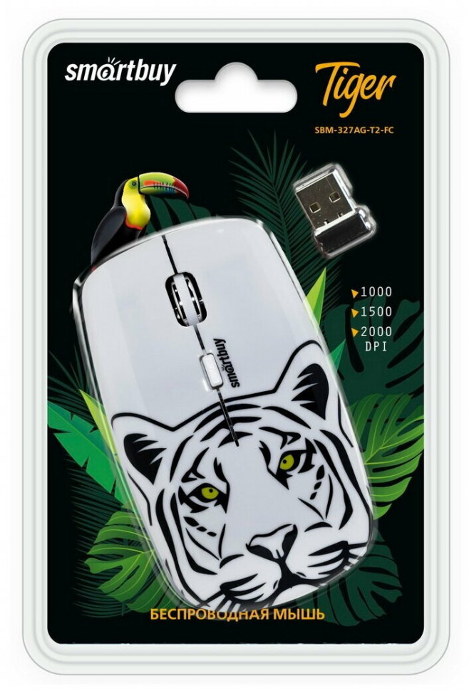 Мышь беспроводная Smartbuy 327AG Tiger 2 USB/DPI 1000-1500-2000/4 кнопки/2AAA (SBM-327AG-T2-FC)