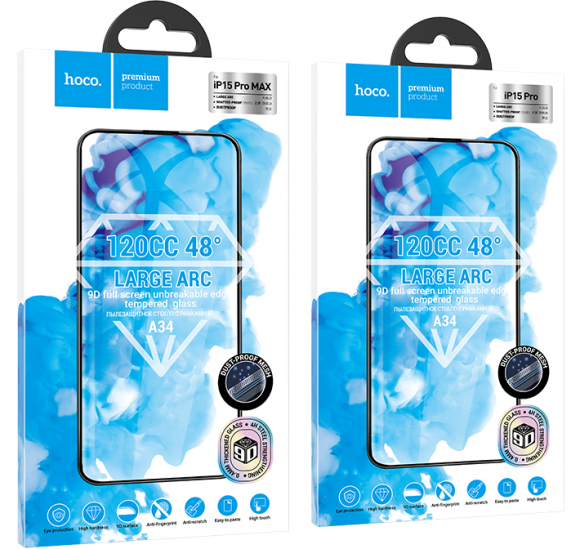 Защитное стекло для i-Phone 15 Pro Max Hoco A34 чёрное