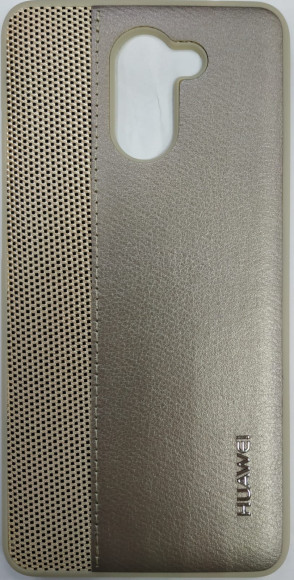 Накладка для Huawei Y7 (2017) силиконовая кожзам с логотипом золотой