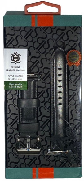 Сменный кожаный ремешок для Apple Watch 42/44/45мм Santa Barbara черный