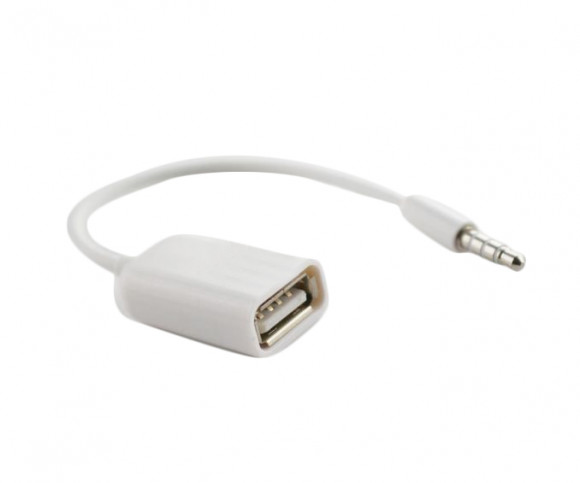 Кабель AUX 3.5мм (папа) на USB2.0 (мама) белый