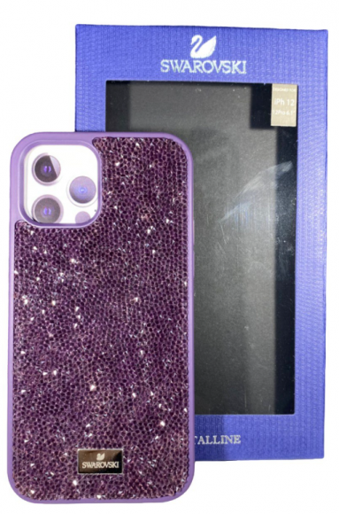 Накладка для iPhone 12/12 Pro 6.1" Swarovski фиолетовый