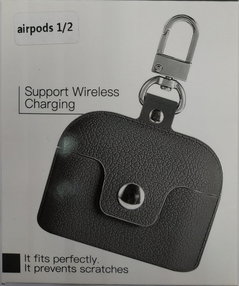 Силиконовый чехол для AirPods 1/2 с кнопкой и карабином серый