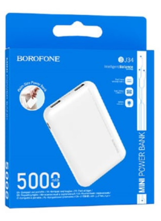 Powerbank Borofone BJ34 5000mAh 2USB 2A белый