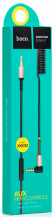Аудиокабель AUX 3.5мм Hoco UPA02 2м с микрофоном угловой силиконовый черный