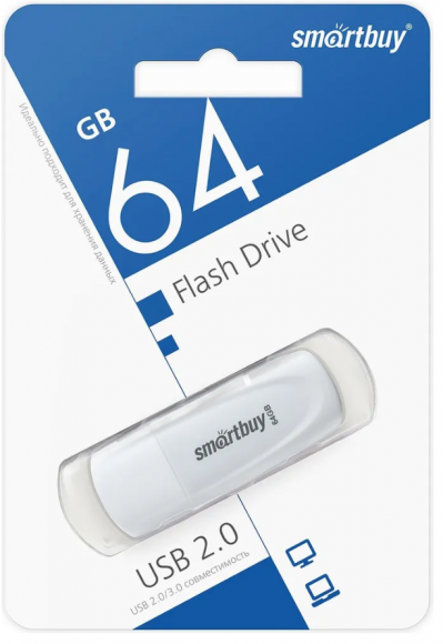 3.0/3.1 USB флеш накопитель Smartbuy 064GB Scout White (SB064GB3SCK)