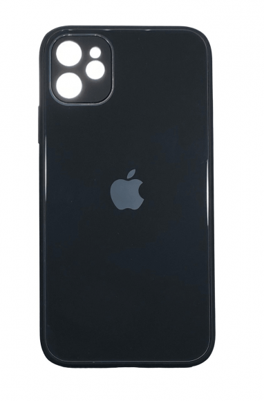 Чехол-накладка для iPhone 11 силикон (стеклянная крышка) черная