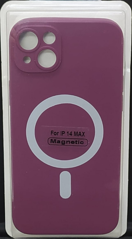 Накладка для iPhone 14 Max 6.7" Magsafe силикон бордовая