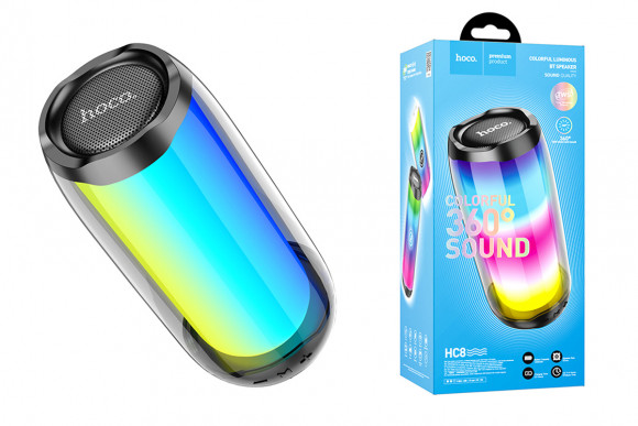 Bluetooth колонка Hoco Colorful TWS Speaker HC8 BT5.0/1800mAh/4ч/10Вт/TF/FM/USB/AUX черная