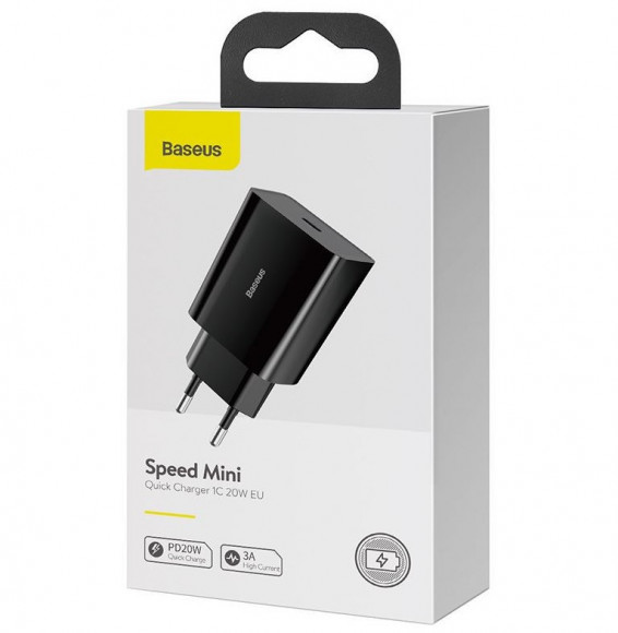 Сетевое зарядное устройство Baseus Speed Mini QC Quick Charger, 20 Вт, черный