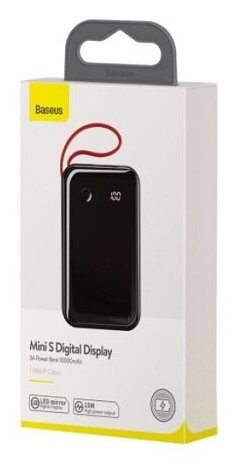 Powerbank Baseus Mini S Digital Display с кабелем Lightning 10000mAh 3A  (PPXF-E09) красно-черный