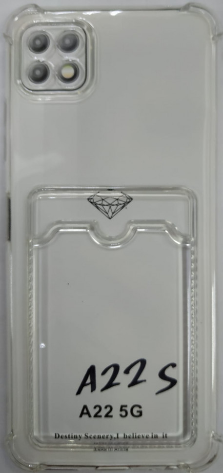 Чехол-накладка силикон с карманом под карту Samsung Galaxy A22S прозрачный
