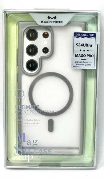 Накладка для Samsung Galaxy S24 Ultra Keephone Mago Pro Magsafe прозрачный серый