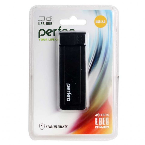 USB-HUB Perfeo 4 Port, (PF-VI-H021 Black) чёрный