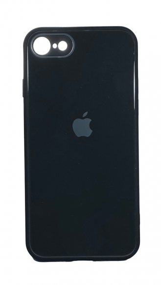Чехол-накладка для iPhone 7/8 силикон (стеклянная крышка) черная