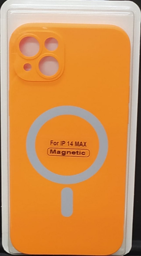 Накладка для iPhone 14 Max 6.7" Magsafe силикон оранжевая
