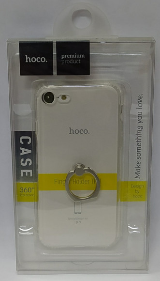 Накладка для iPhone 7 Hoco Metal finger ring силикон прозрачный кольцо серебристое
