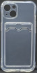 Чехол-накладка силикон тонкий с карманом под карту iPhone 13 6.1" прозрачная