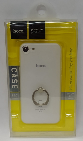 Накладка для iPhone 7 Hoco Zoya series пластик тонкий матовый прозрачный, кольцо серебристое