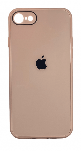 Чехол-накладка для iPhone 7/8 силикон (стеклянная крышка) пудро