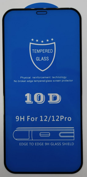 Защитное стекло для iPhone 12/12 Pro 6.1" 10D чёрное