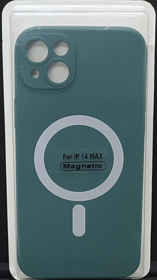 Накладка для iPhone 14 Max 6.7" Magsafe силикон темно-зеленая