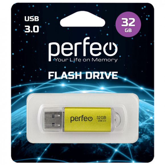 3.0 USB флеш накопитель Perfeo 32GB C14 золотистый