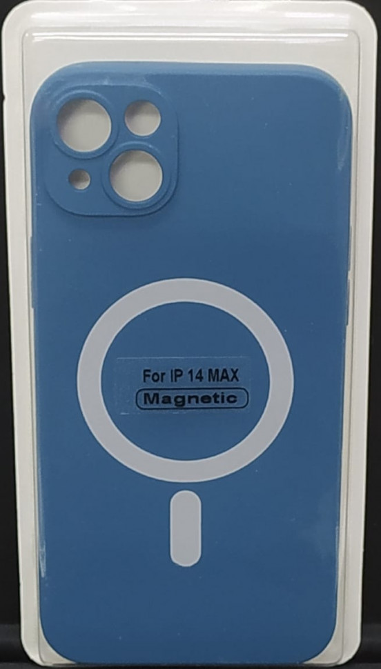 Накладка для iPhone 14 Max 6.7" Magsafe силикон темно-синяя