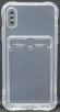Чехол-накладка силикон тонкий с карманом под карту iPhone X/Xs прозрачная