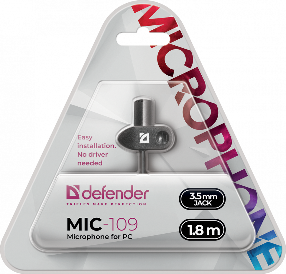 Микрофон-петличка Defender Mic-109 1.8м черный