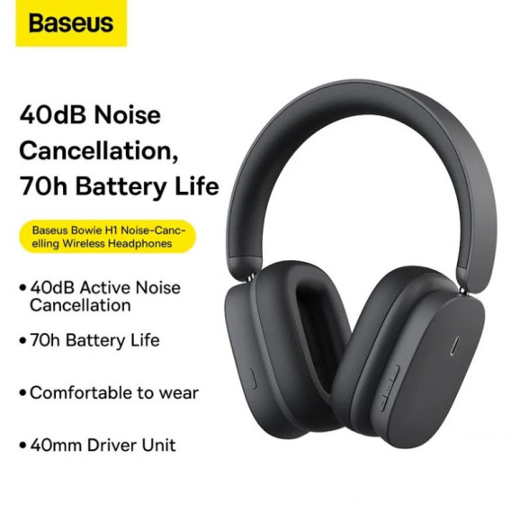 Наушники Bluetooth полноразмерные Baseus H1 Bowie (NGTW230013) черные